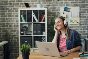 Photo headphones, person