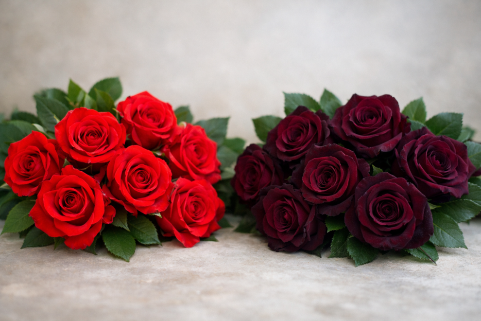 Care este diferența de semnificație între trandafirii roșii și cei burgundy?